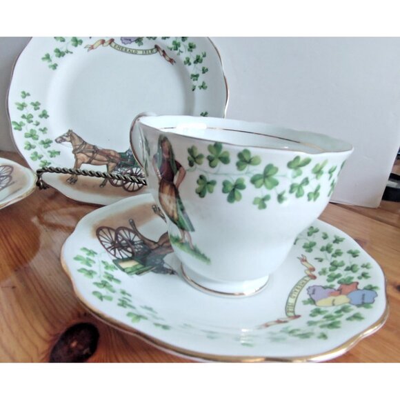Rare Royal Standard Emerald Isle Two Cups & Saucers & Four Bread Plates 6.5" - Picture 11 of 16